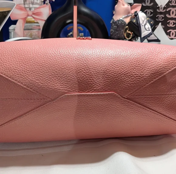 Michael Kors Junie Medium Leather Shoulder Bag - Salmon - Picture 8 of 14